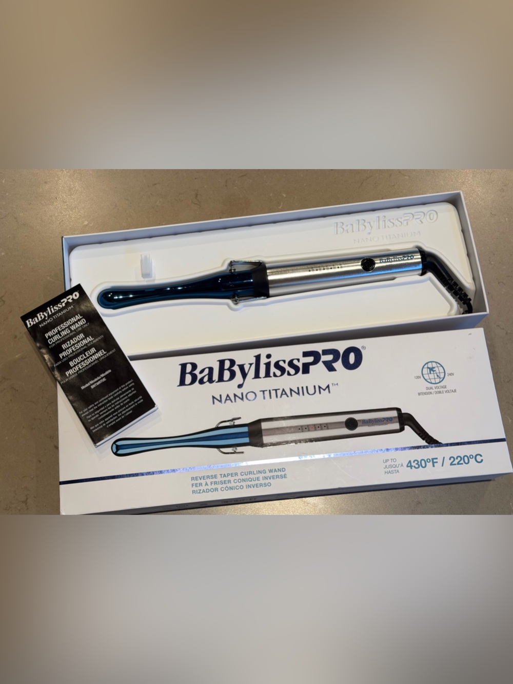 BaByliss Nano Titanium Hair Straightener — Silver/Blue Accents - Picture 1 of 5